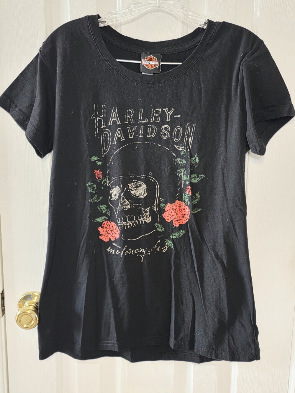 Harley-Davidson Black Skull & Rose Graphic Tee Large